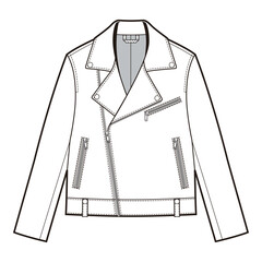 Classic Biker Jacket with Asymmetrical Zipper and Zippered Pockets

