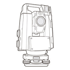 Surveying Total Station Side Angle View Technical Template for Technical Illustration

