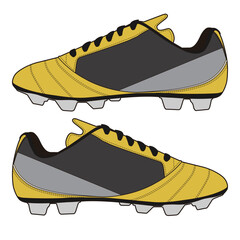 Football Cleats Left and Right Side View Technical Flat Template for Fashion Design

