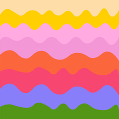 Bright, wavy, colorful background. Vector illustration. Abstract ornament. Decoration, background, banner, card.