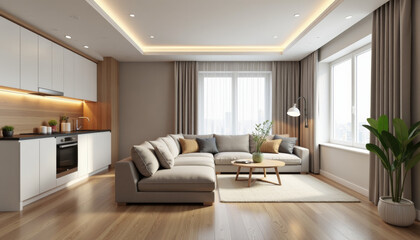 Fototapeta premium Modern Open-Concept Living Space