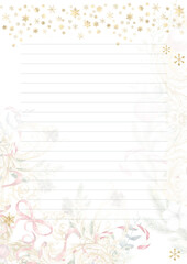 Christmas daily planner page, Santa letter template, watercolor junk journal Xmas backdrop, scrapbook design, notebook page