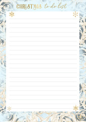 Christmas to do list, planner page, watercolor junk journal Xmas backdrop, scrapbook design, notebook page