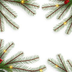 Frame of fir branches on a white background christmas frames or borders with fir tree frame christmas isolated