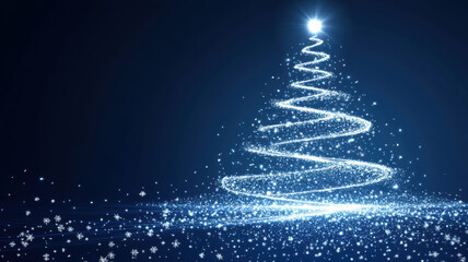 Festive tree with glowing light waves