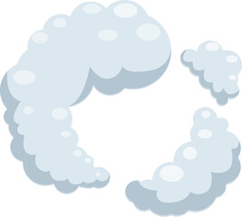 Cartoon smoke clouds forming a circular frame, ideal for adding a playful touch to designs