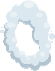 Cartoon number zero shaped smoke cloud forming abstract symbol for vapor, steam, fog, and fume concepts