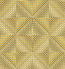 Seamless geometric pattern in grey golden blue pink tints. Modern stylish texture. Repeating geometric background. Hexagons with striped surfaces.