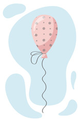 Flat vector illustration of a cute balloon. Simple birthday gift tag illustration. Party event element