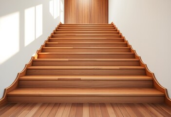 Naklejka premium Unique wood stairs with empty texture wall created with generative AI