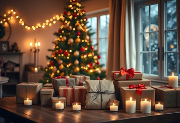 Obraz premium christmas tree with gifts