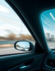 Car window mockup traveling at high speed created with generative AI
