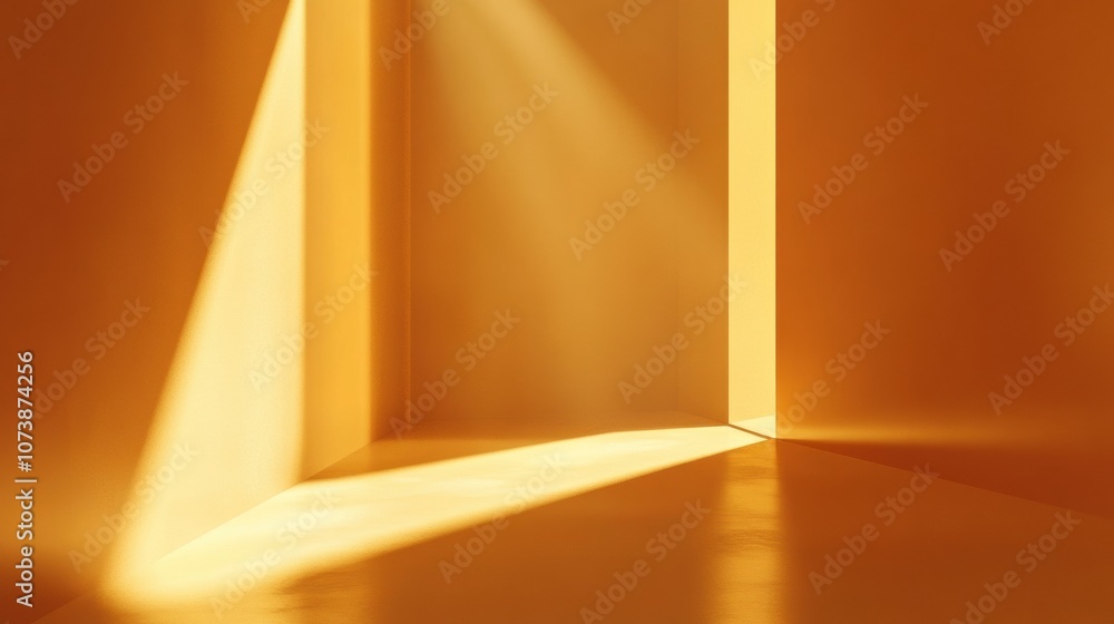 Fototapete Soft golden light casts gentle shadows in a serene indoor setting, creating a tranquil atmosphere during evening hours. Generative AI