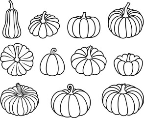 Pumpkin logo. Outline. Isolated pumpkin on white background