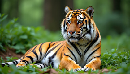 Majestic Tiger in Lush Forest