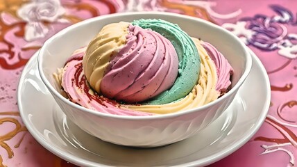 AI-Powered Digital Creation of Cup Swirl and Vibrant Thai Gelato