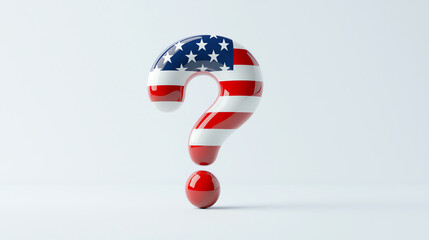 American Flag Question Mark Model on White Background