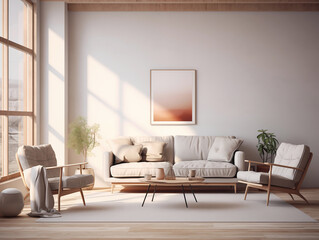 The interior of the room in hygge style.