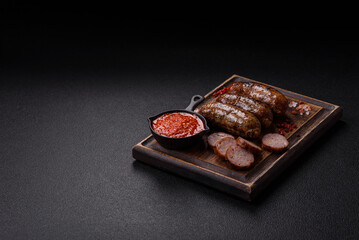 Juicy sausages with salt, spices and herbs