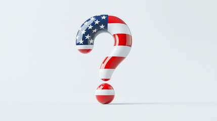 American Flag Question Mark Model on White Background