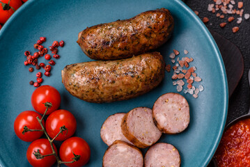 Juicy sausages with salt, spices and herbs