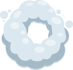 Cartoon smoke cloud frame forming a circle, floating isolated on white background