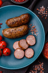 Juicy sausages with salt, spices and herbs