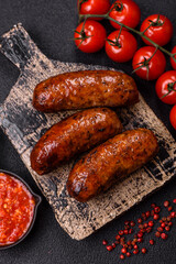 Juicy sausages with salt, spices and herbs