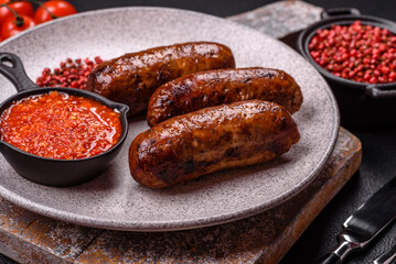 Juicy sausages with salt, spices and herbs