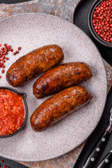 Juicy sausages with salt, spices and herbs