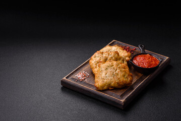 Delicious fried pork or chicken chops with salt and spices