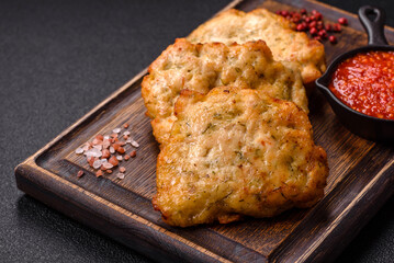 Delicious fried pork or chicken chops with salt and spices