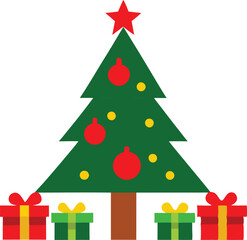 Christmas tree with ornaments and gifts underneath. on white [Converted].eps