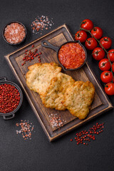 Delicious fried pork or chicken chops with salt and spices