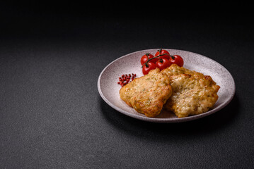 Delicious fried pork or chicken chops with salt and spices