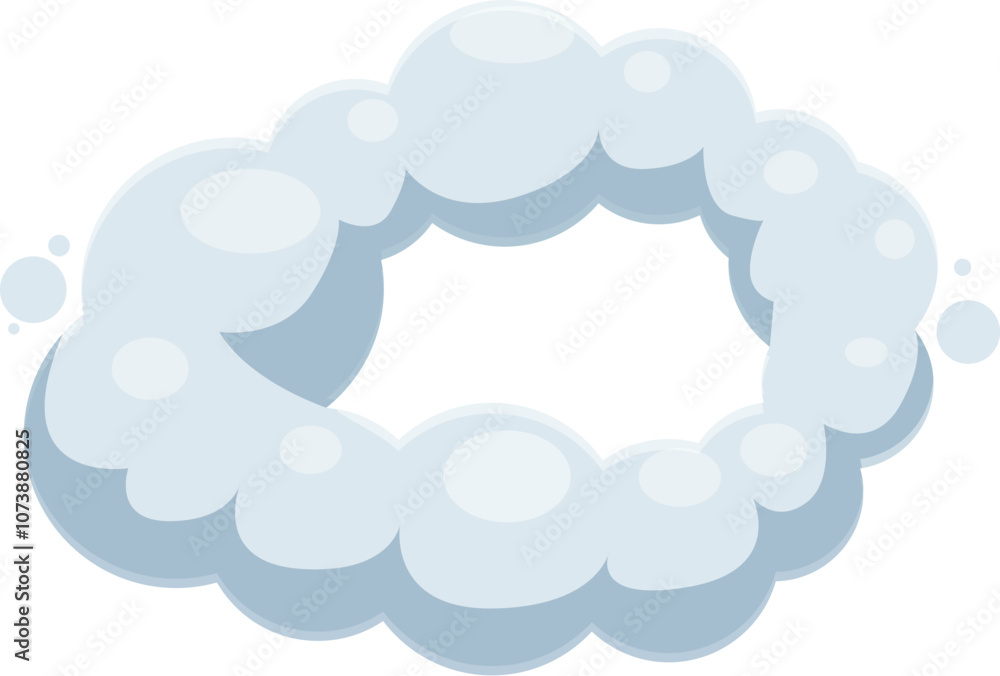 Poster cartoon clouds are creating a round frame with empty space in the middle