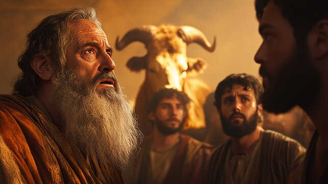 Moses Confronts Israelites Over the Sin of the Golden Calf