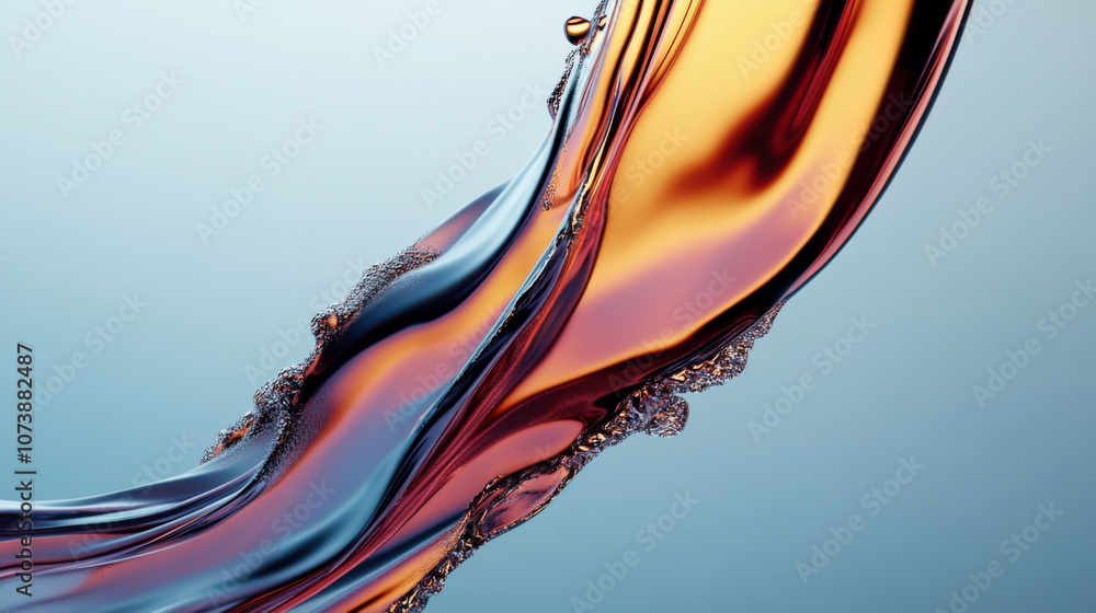 Poster flowing liquid swirls with vibrant colors against a softly lit background, capturing dynamic movemen