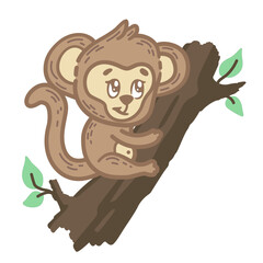 Cute Monkey Climbing a Tree