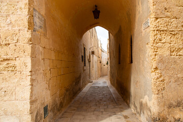 Obraz premium Mdina gateway inside the old town Tramuntana Northern Republic of Malta