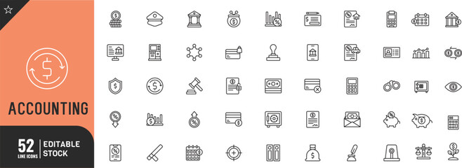 Accounting line editable icon set. money, finance, bangking and more thin modern style vector illustration.