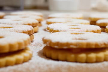 Powdered Sugar Cookies with Jam Filling

