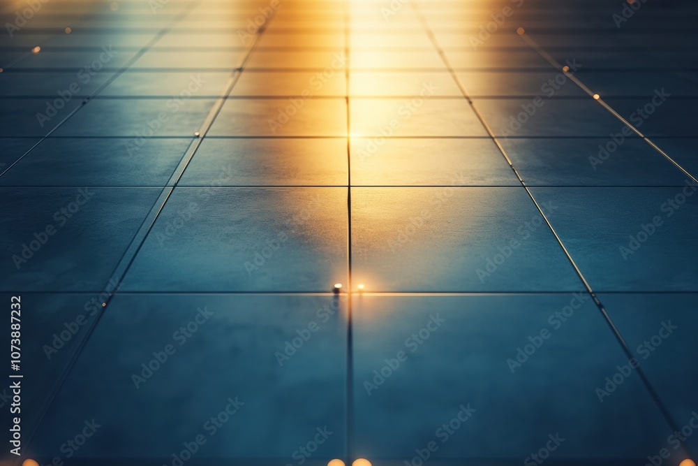 Poster warm light casts gentle shadows across a polished floor, creating a harmonious atmosphere at sunset.