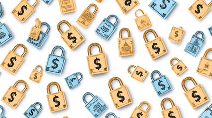 Obraz premium Financial_Freedom_Concept_with_dollar_signs_and_open_locks_with_vector_illustration_White_background