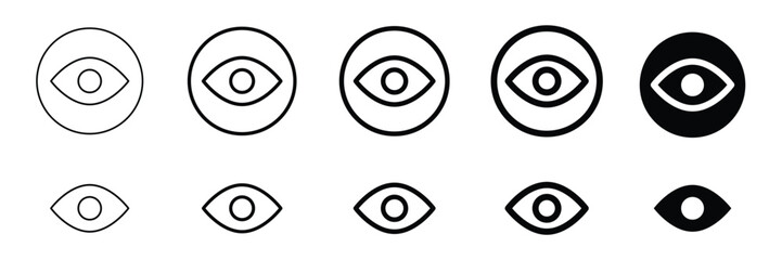 eye icon set. vision icon. eyesight symbol. Eyesight symbol. Retina scan eye signs. Privacy and block flat or line vector collection.
