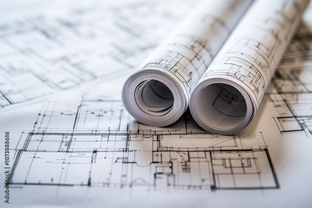 Poster detailed close up of architectural blueprints highlighting design clarity and technical precision