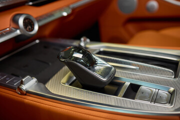 Macro shot of a car gear lever an essential auto part