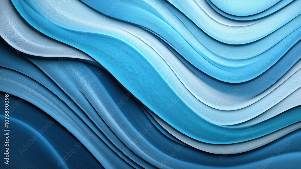 Poster abstract waves of blue create a soothing and dynamic visual flow, ai