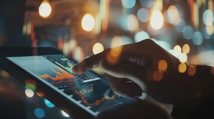 Analyzing Financial Data on Tablet for Business Success and Investment Opportunities