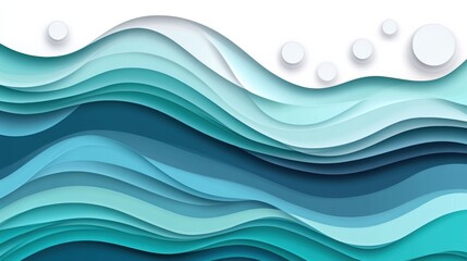 Fototapeta premium Abstract ocean waves in layered blue and teal tones create a calming visual flow, AI
